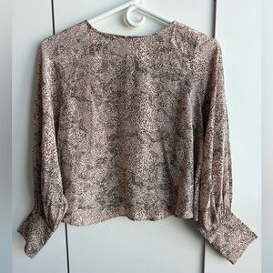 Mango Blouse with Pink and Taupe Dot Design NWOT Size 0